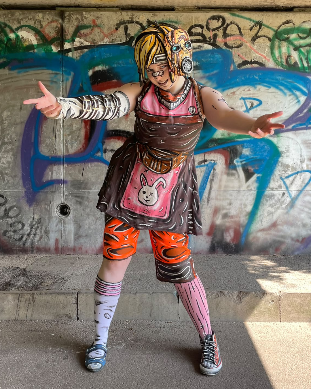 Celshaded Tiny Tina cosplay doing pose
