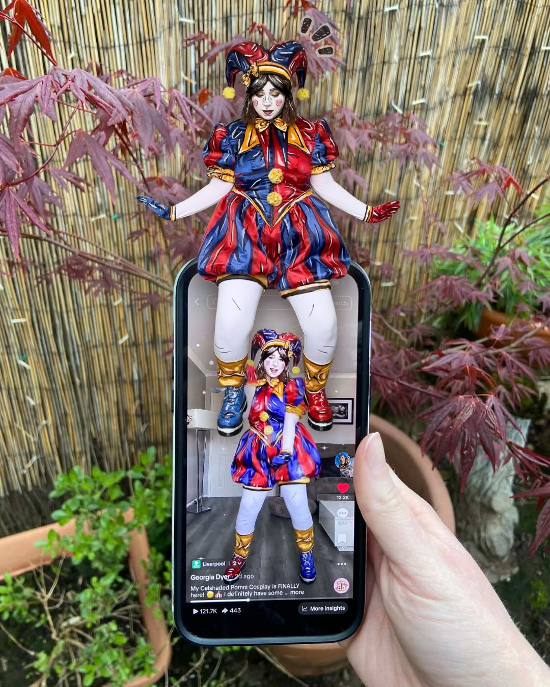 Celshaded Pomni cosplay phone edit